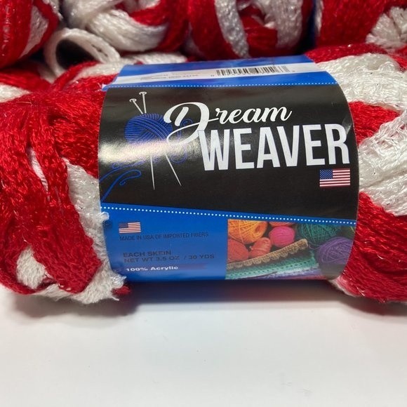 Sashay Yarn 8 Skeins Red White Silver Christmas